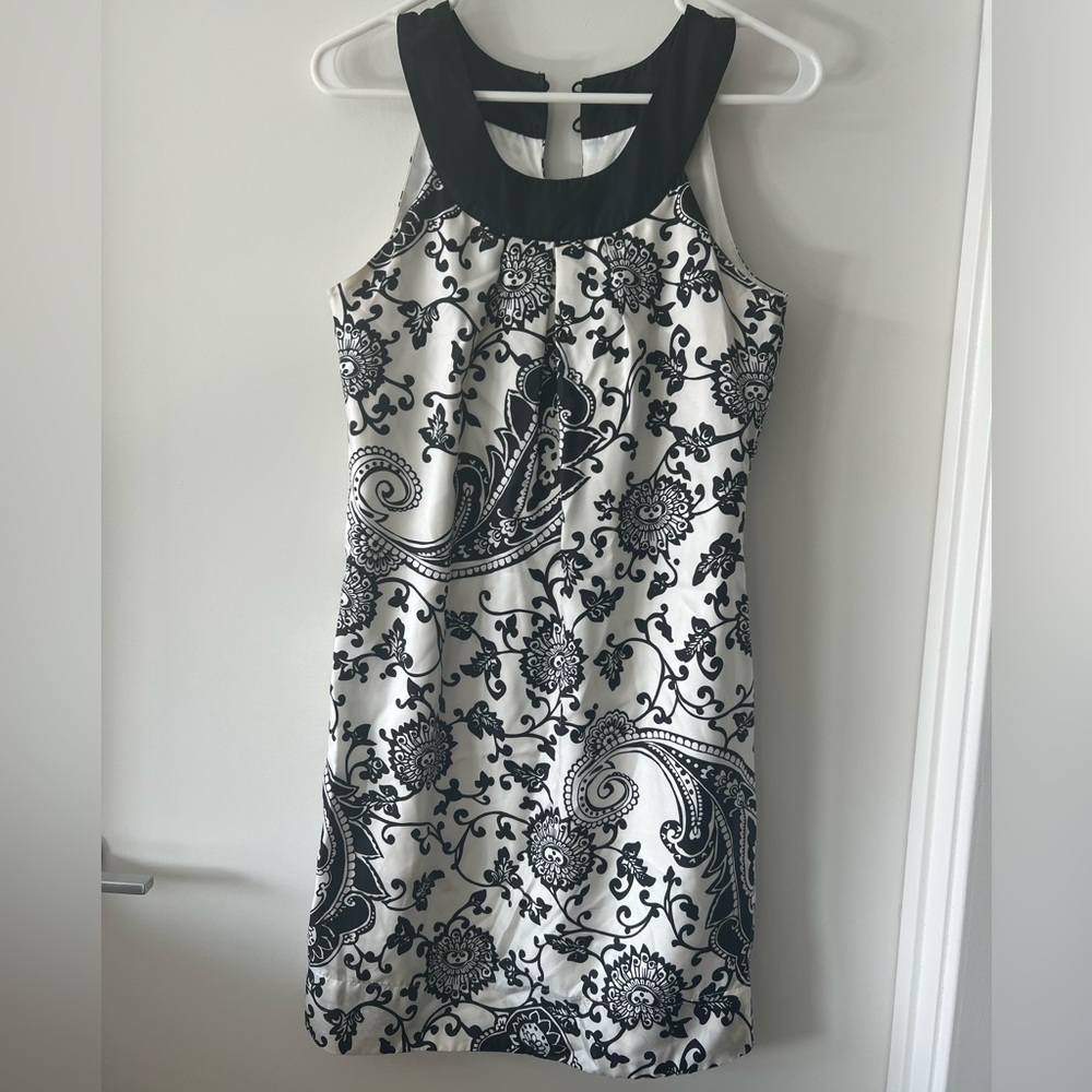 White House Black Market Black & White Paisley Dress